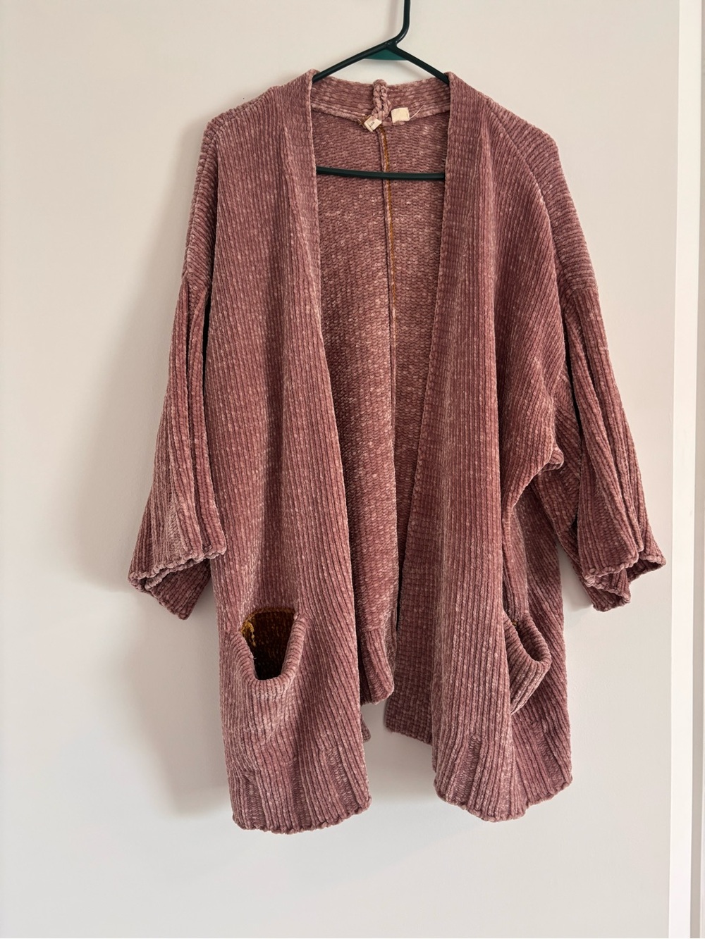 Moth Open-Front Chenille Cardigan in Dusty Mauve